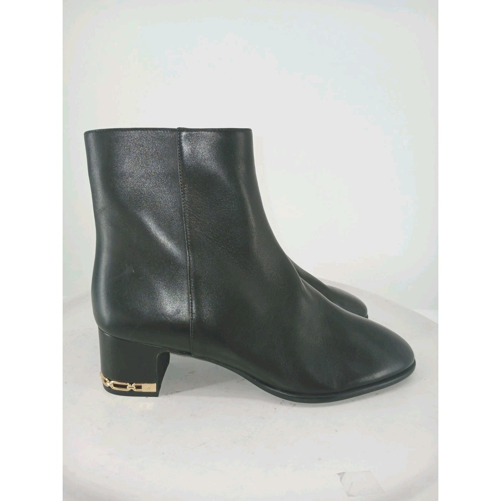 Michael Kors Black Leather Ankle Boots Size 11 NEW Gold Detailed Heel  C123